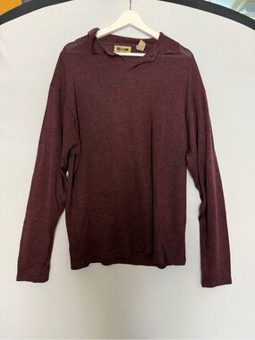 Vintage Joseph Abboud Lyocell Long Sleeve Polo Shirt Burgundy XL Soft Knit